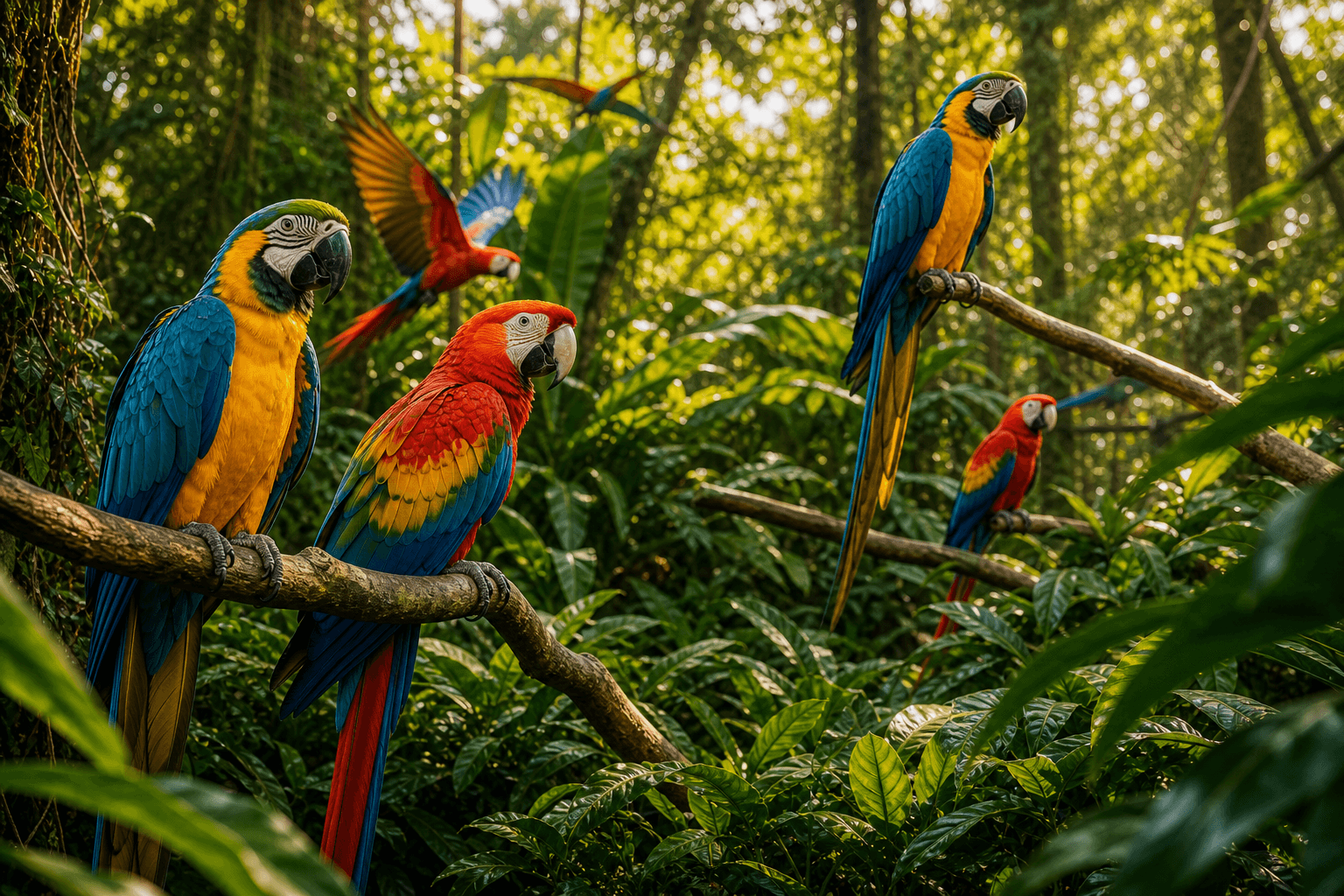 Bird colour and jungle height at Loro Parque